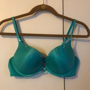 Teal Victoria’s Secret Miraculous Plunge bra 36B